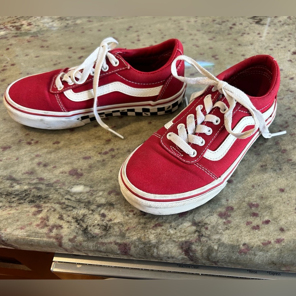 Kids red VANS sneakers size 1